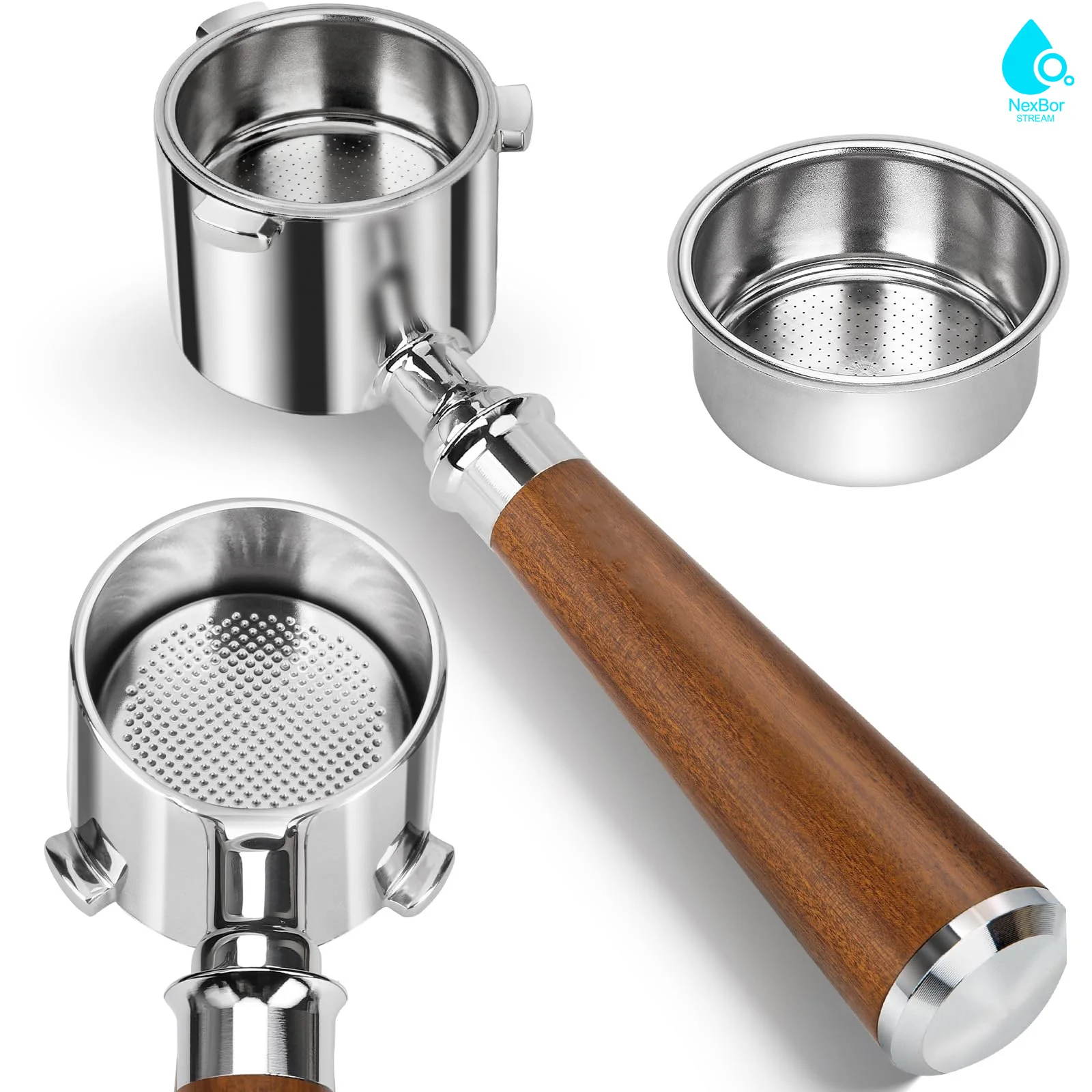 51mm Bottomless Portafilter 3 Ears, NEXBOR  Professional Espresso Portafilter 51mm for  Delonghi La Specialista 9 Series