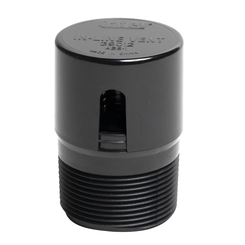 1.5 Inch NPT Inline Air Vent Valve ABS Plastic Black for Plumbing Pipe System