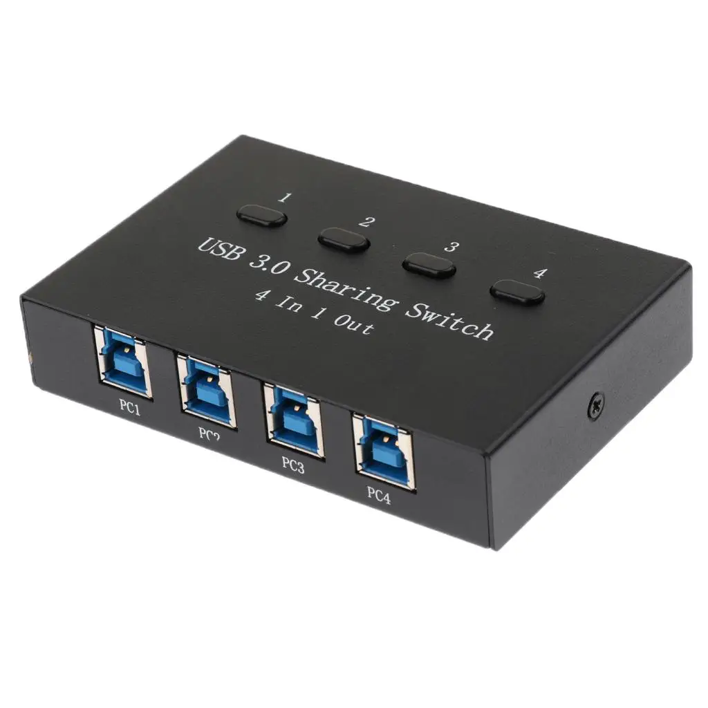 USB Sharing Switch 4 Port Manual Hub Adapter High Speed Multiports USB for Office Printer Computer