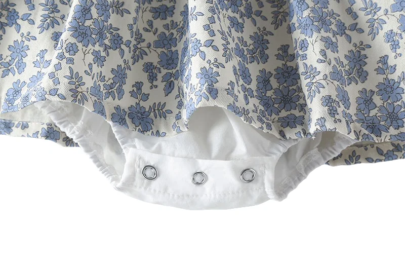 Autumn Floral Newborn Baby Girls Dress Bodysuit with Hat 2pcs Stitching Cotton Long Sleeve Infant Baby Girls Jumpsuit Outfits