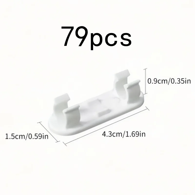 79Pcs White Desk Cable Organizer, Self-Adhesive No-Drill Home Office Network Cable Storage Adjustable Fixing DIY