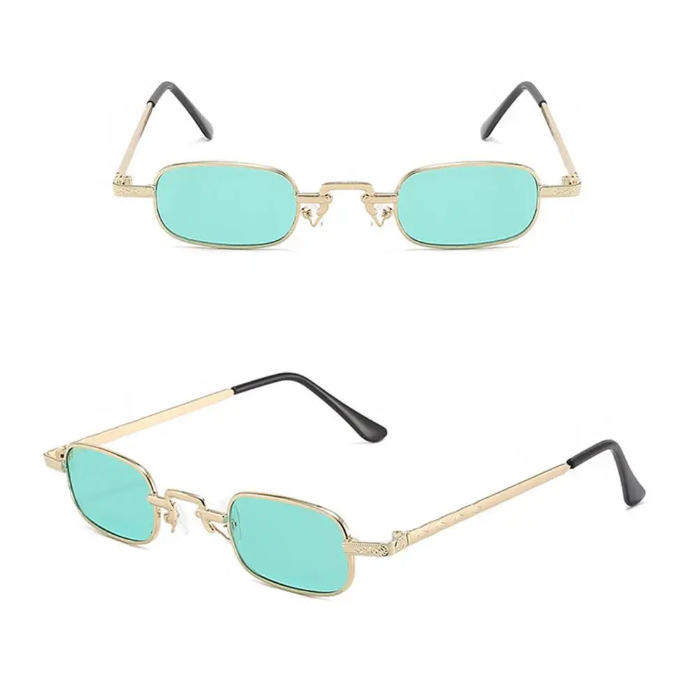 Gafas de sol retro rectangulares UV400 con montura metálica Punk Vintage - imagen 2