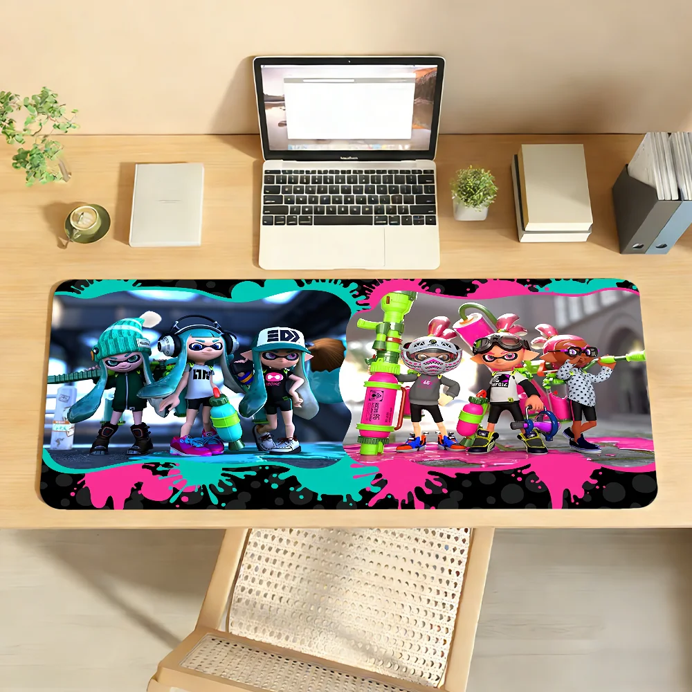 

Коврик для мыши S-SplatoonS, нескользящий, с фиксирующим краем, для ПК и ноутбуков, резиновый, для офиса, для клавиатуры, большой игровой коврик XXL