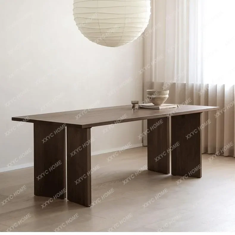 JSimple solid wood retro conference wabi sandy wind log design workbench long table negotiation table