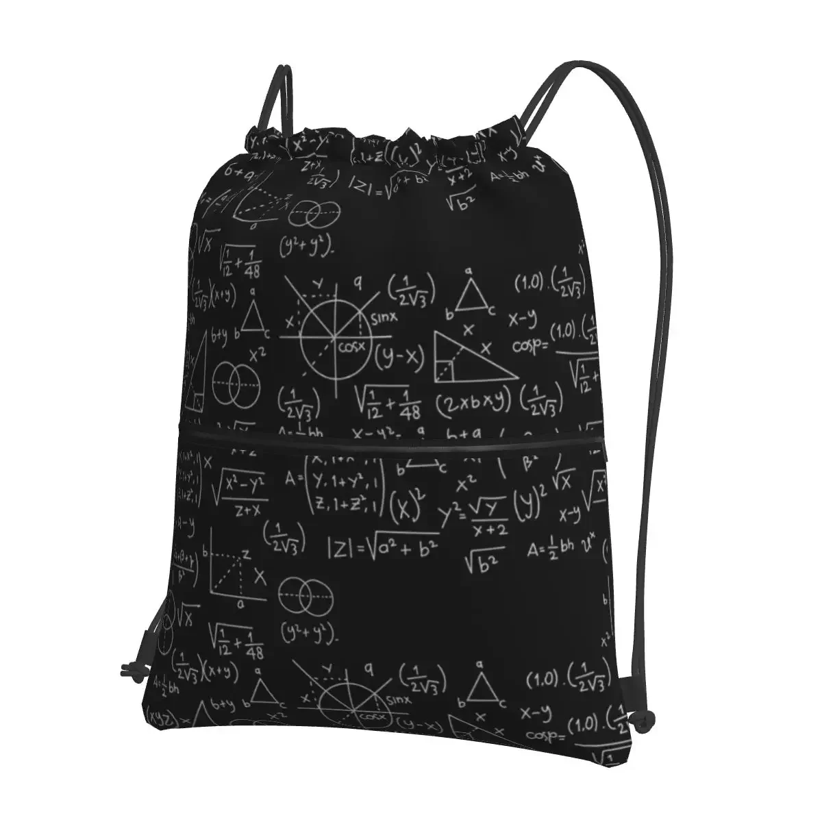 Tas ransel portabel Geek sekolah papan tulis formula matematika tas serut tas serut bundel saku serba-serbi untuk siswa sekolah