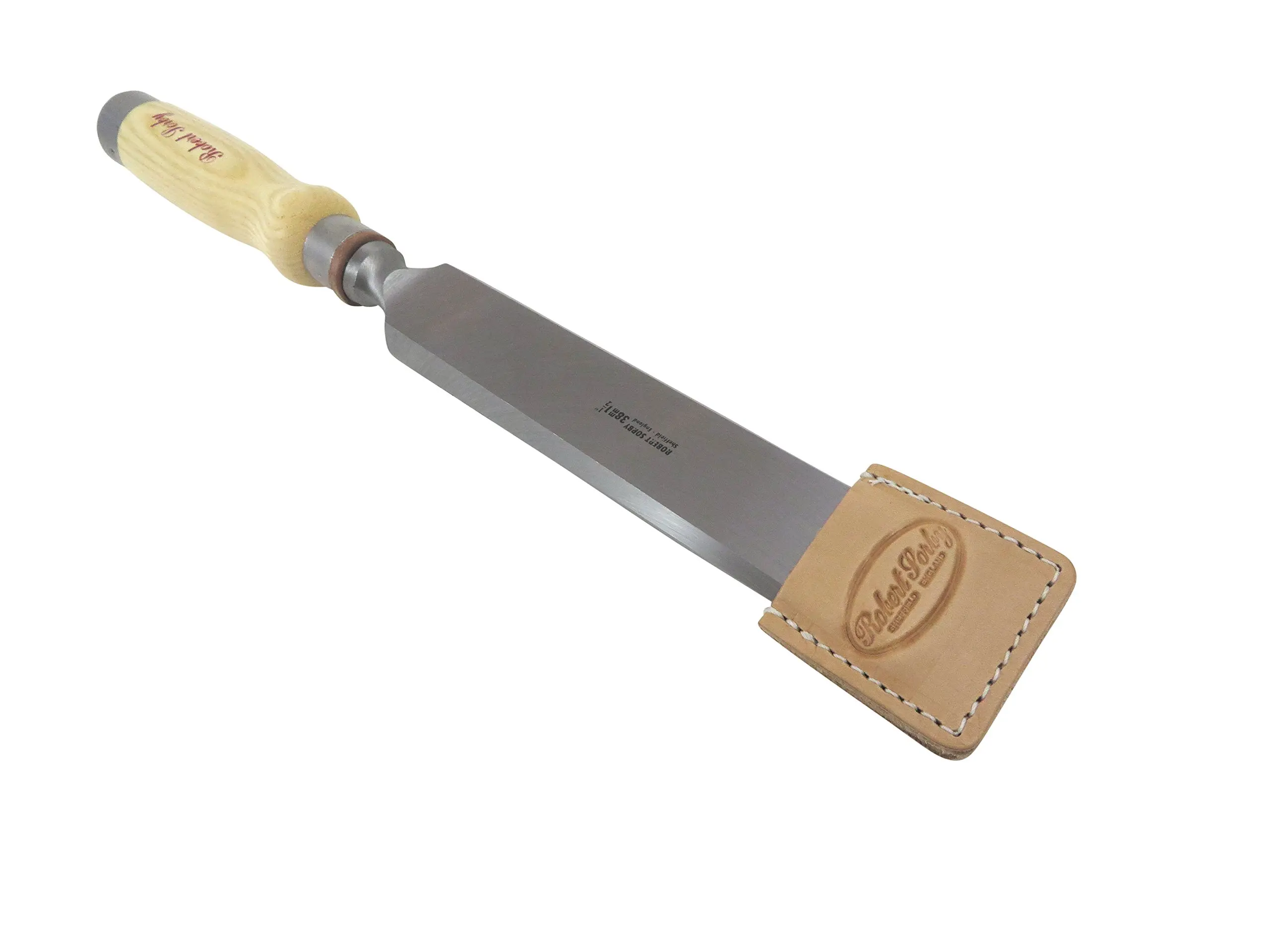 Bundle 286/285EG32 1-1/2 Inch Timber Framing Chisel with Beveled Edges and Leather Edge Guard 15-1/2 Inches Overall