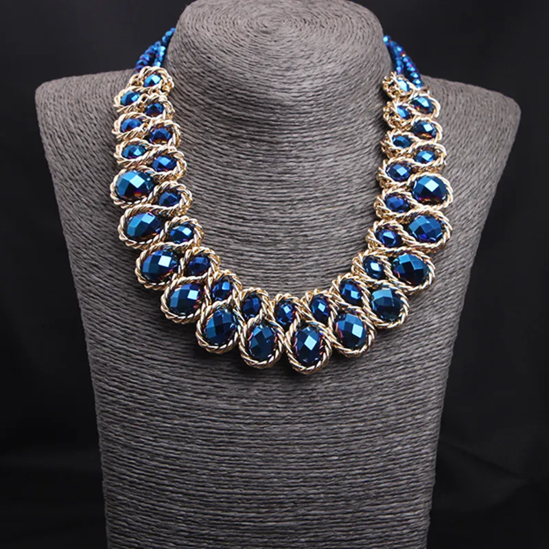 Double Layer Necklaces Women Colorful Glasses Stone Handmade Choker Necklace Bijoux Collier Femme Festival Jewellery Gifts