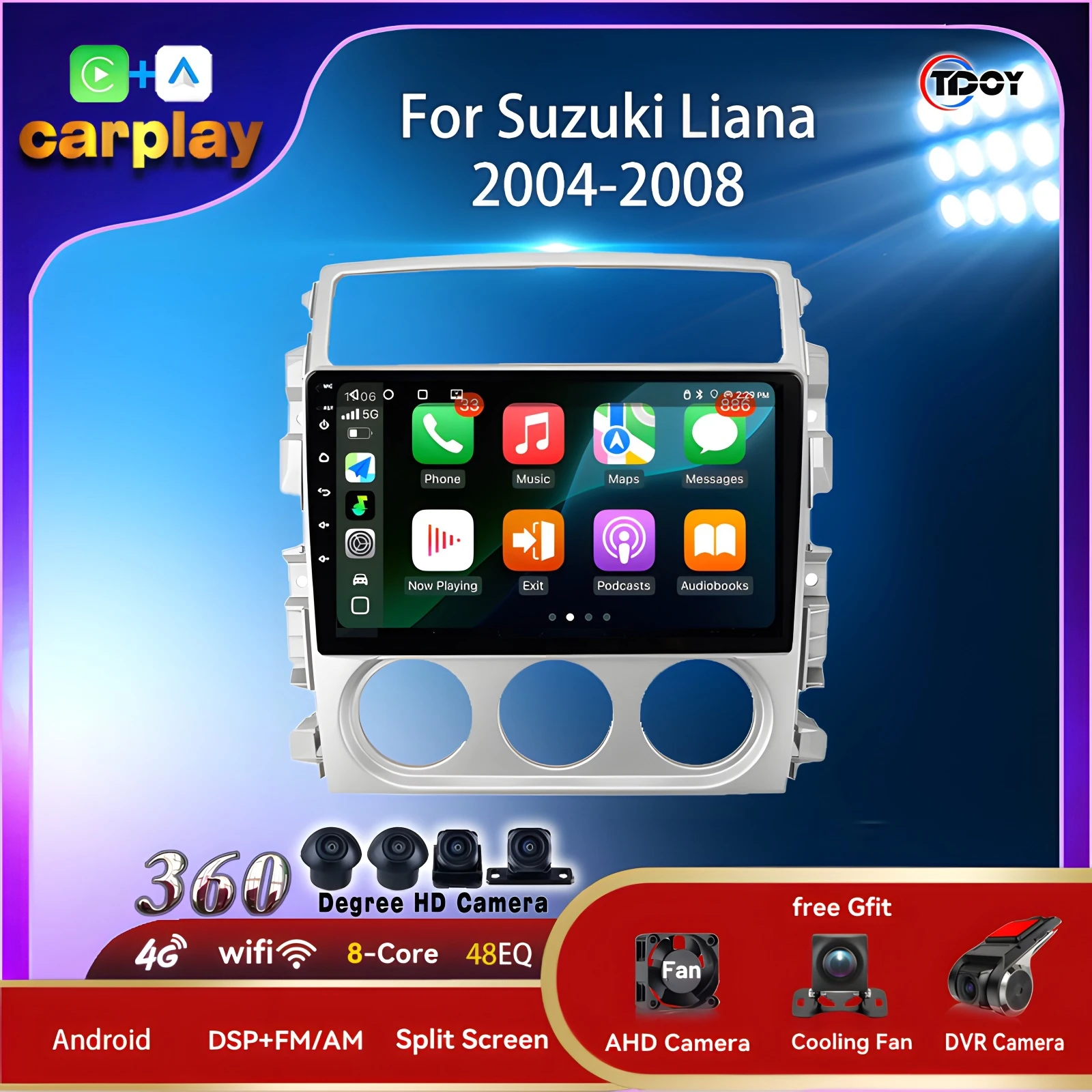 

2Din Android 15 Car Radio For Suzuki Liana 2004-2008 Wireless Carplay Android Auto Autoradio GPS DSP FM Multimedia Stereo Player