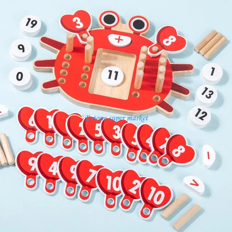 090B Giocattolo educativo per matematica precoce Numero tavole puzzle in legno Gioco per pratica sottrazione Set