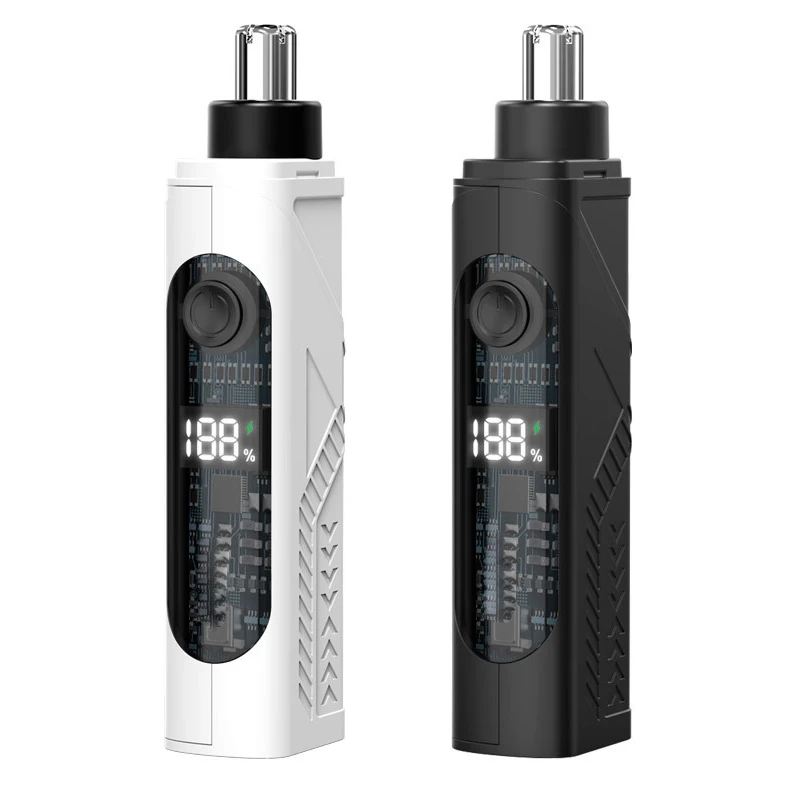 ماكينة تشذيب شعر الأنف الكهربائية للرجال والنساء بشاشة رقمية 360 درجة °   آلة دوارة لإزالة شعر الأنف والأذن، شفرة حلاقة قابلة للفصل