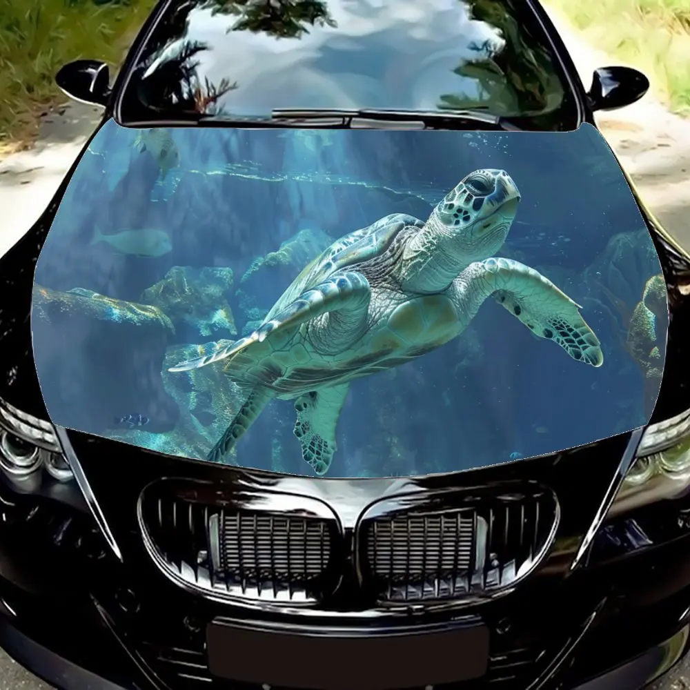 Gratis Roaming Zeeschildpadden Print Auto Kap Wrap Kleur Vinyl Sticker Truck Grafische Motorkap DIY Auto Accessoires Decoratie Sticker