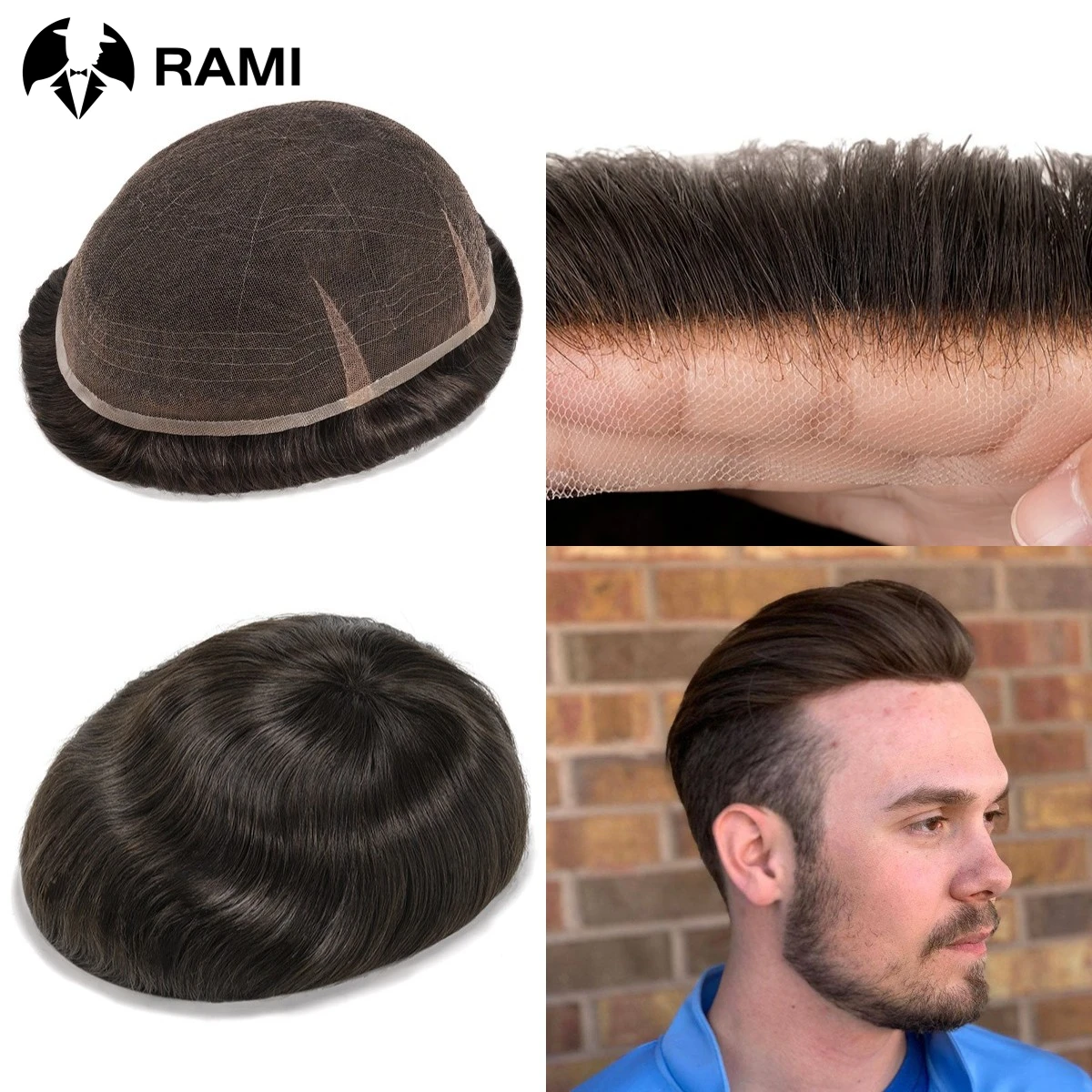 새로운 풀 레이스 부분 가발 남성 프렌치 레이스 베이스 가발 통기성 남성 모발 보철 남성 헤어피스 인모 시스템 소프트 가발 남성용
