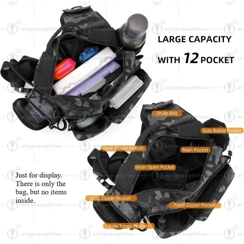 Multifunctional Fishing Chest Bag, Tactical Crossbody Waist Bag with Rod Holder for Outdoor Fishing