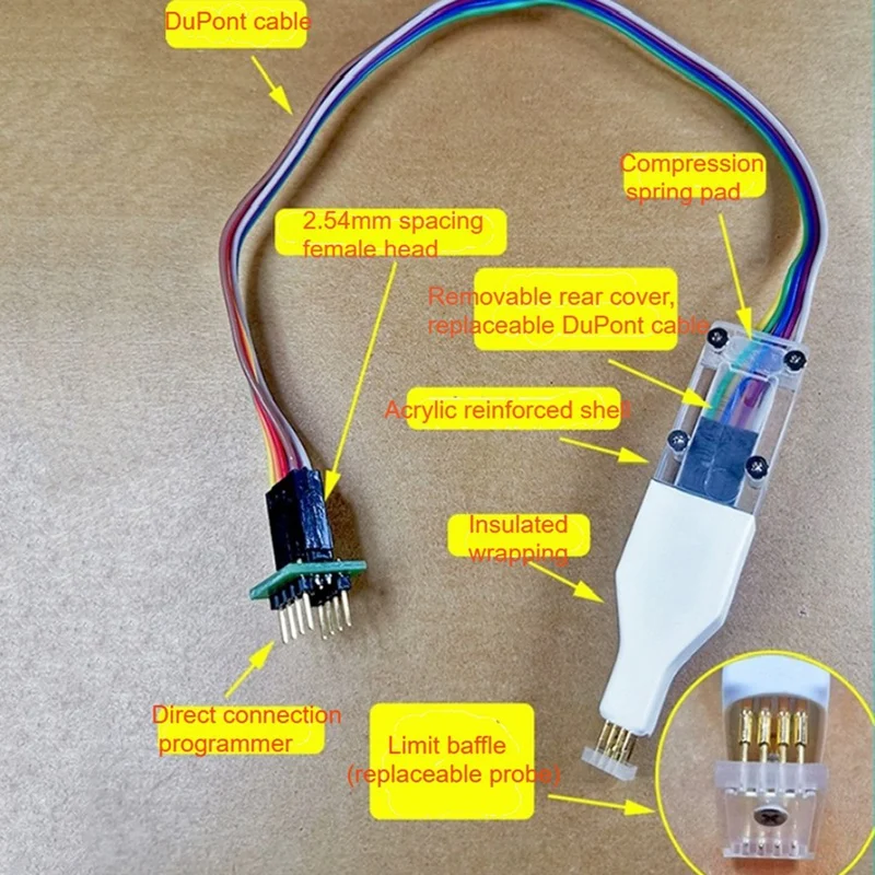 DN-1Pcs Chip Download Burn Write Probe Spring Needle Flash Eeprom Chip Burner Cable