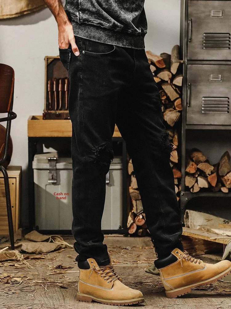 Джерри, американские мотоциклетные джинсы в стиле ретро, мужские модные брендовые прямые брюки, уличный хлопок, полиэстер, износостойкие