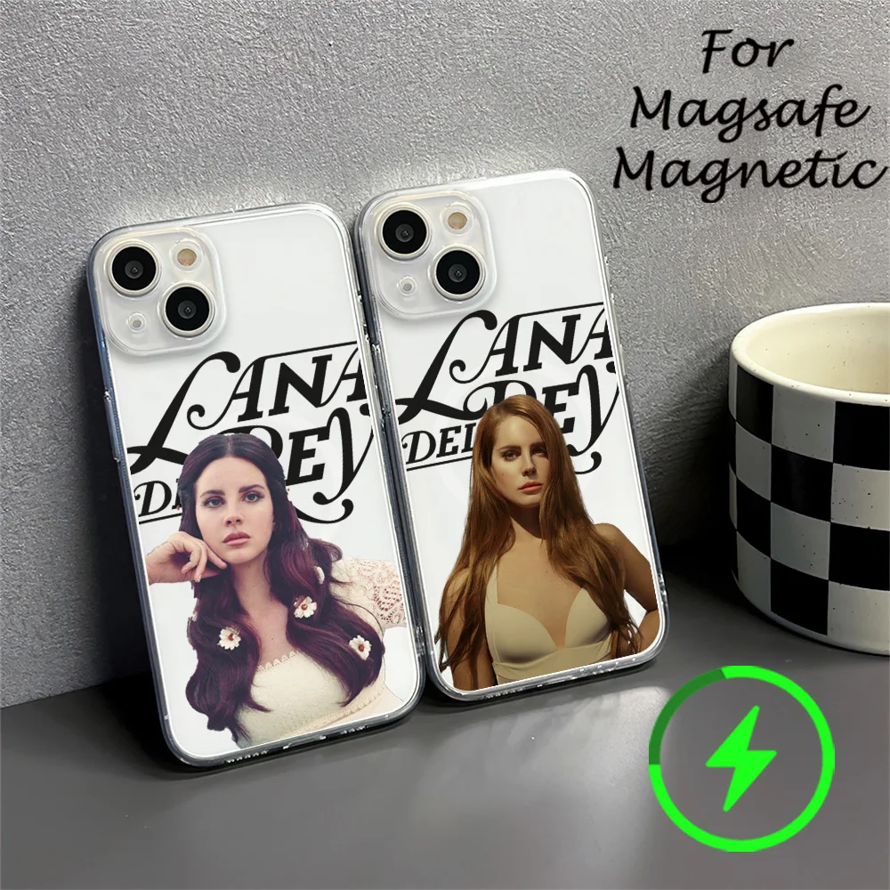 L-Lana Del R-Rey Singer Phone Case For IPhone 15 14 13 12 11 Transparent Magnetic Suction Cover