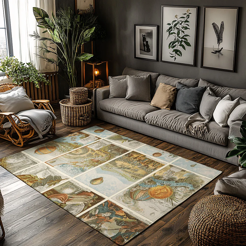 

Винтажный ботанический коврик в персидском стиле, напольный коврик, коврик для прихожей в фермерском доме, моющийся, нескользящий, домашний декор, деревенская гостиная Ca