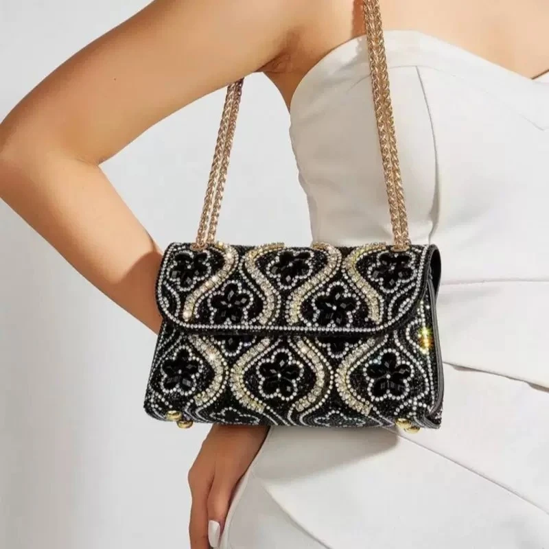 New evening bag with diamonds, socialite party bag, ladies' evening bag, European and American handbag