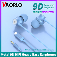 9D HIFI Heavy Bass Metal Wired Earphone Digital Type-C/3.5mm AUX With Mic In-Ear Earbuds Sport Music Headset For Samsung Android