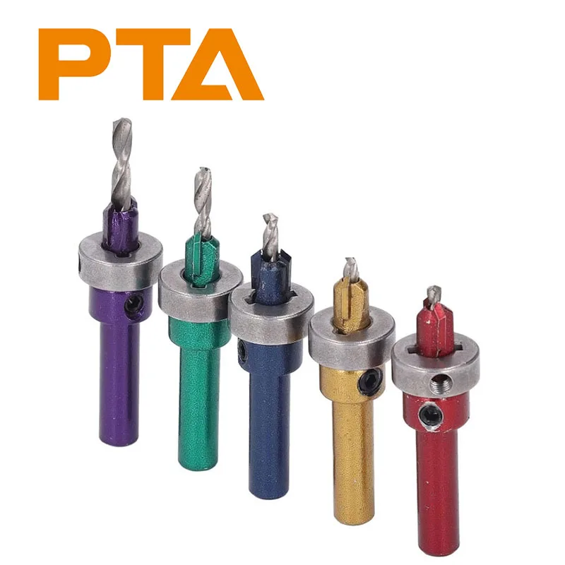 Alloy Steel Countersink Drill Bit Set, Woodworking Countersink Drill Bit Set, Accurate Drilling Tools with Depth Stop for Accura
