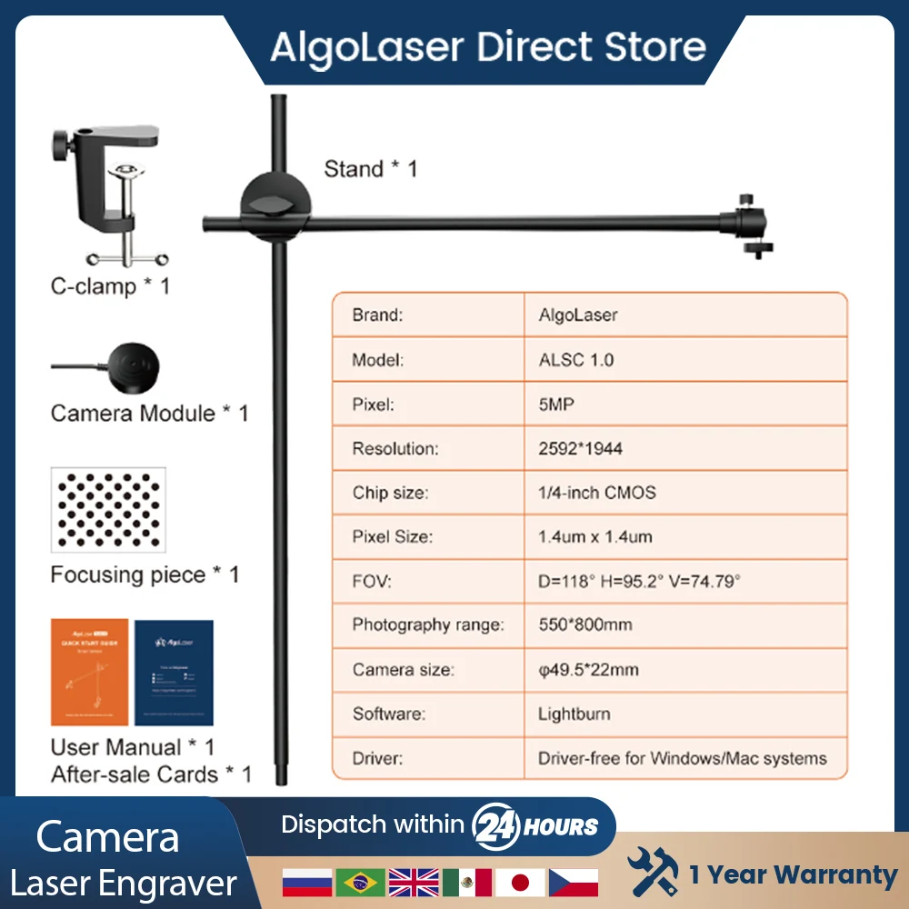 

AlgoLaser Laser Engravers Camera Lightbrun Precise Positioning For CO2 Laser Engraving Machine HD Camera Support Video Record