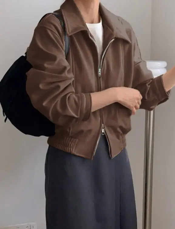 

Autumn New Retro Brown Jacket, Handsome, Trendy, Fashionable Short Jacket for Women