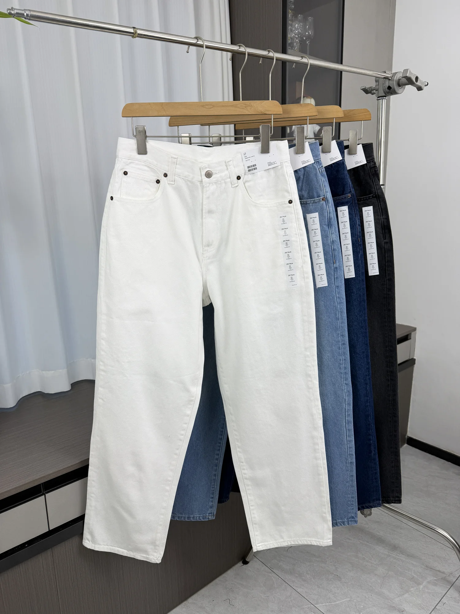 

Классический ретро-стиль! Чистый хлопок, отбеленный! Мужские повседневные джинсы прямого кроя с высокой талией на пуговицах, весенние, теплые