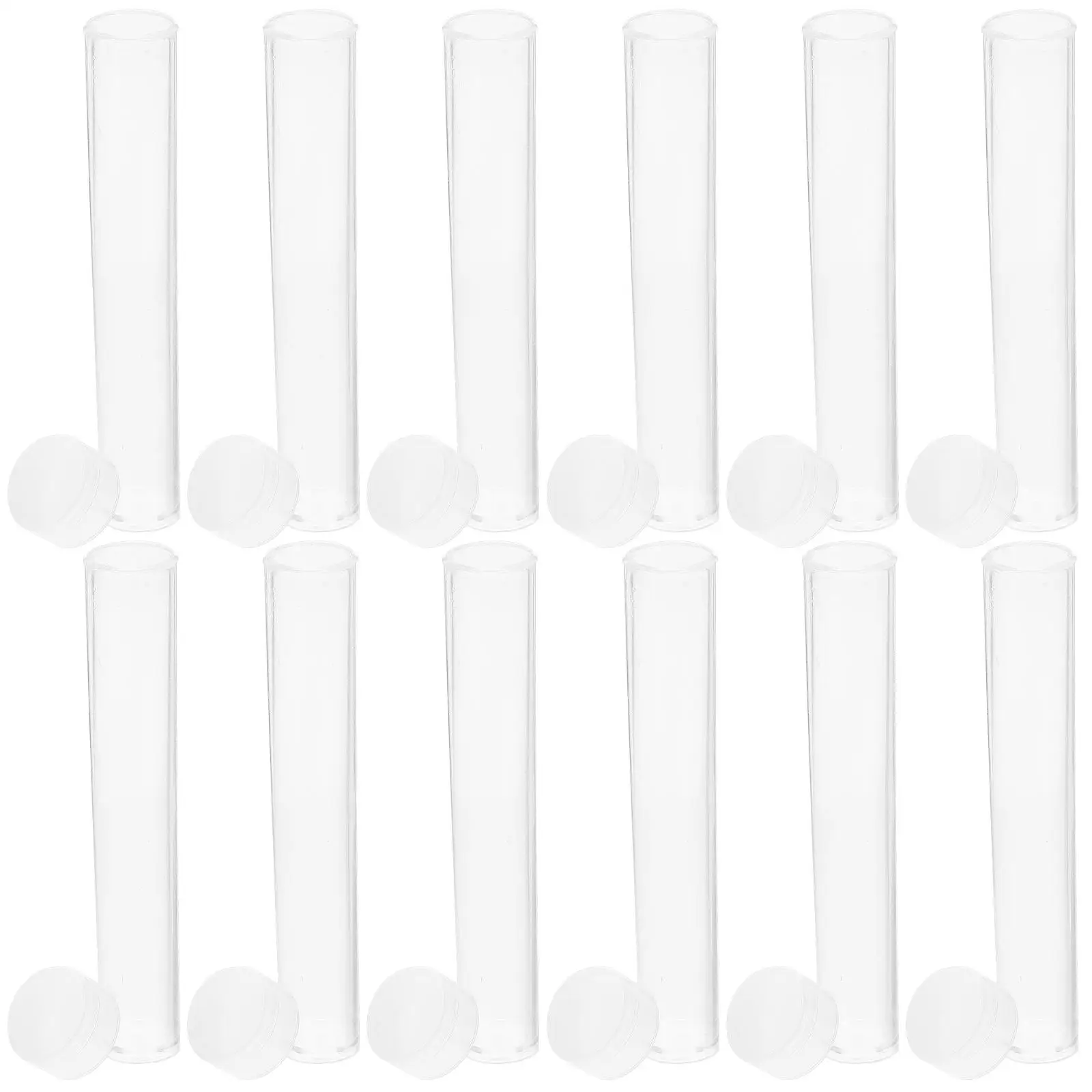 25pcs Clear Test Tubes 12x75mm with Caps Sealed Plastic Test Tubes With Caps Bottle Lab Home Storage Vials Containers