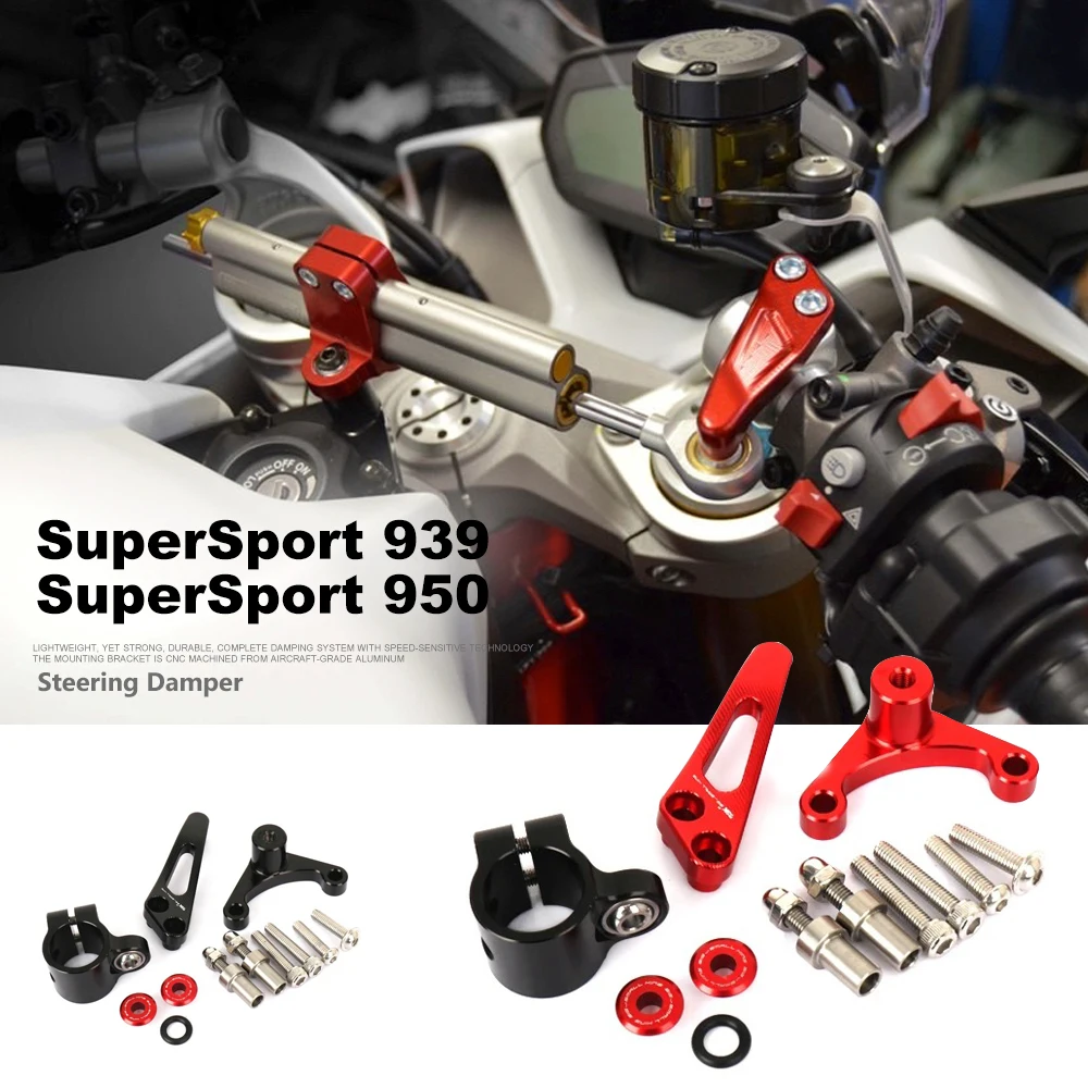 

For Ducati SuperSport 950 Supersport 939 2018-2025 2024 2023 Motorcycle Accessories Damper Stabilizer Bracket Steering Mount Kit