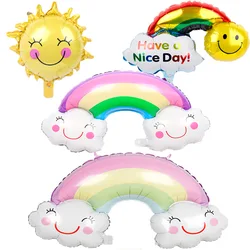 Macaron Color Rainbow White Clouds Aluminum Film Balloon Helium Air Birthday Party Wedding Decoration Children's Toys Small Gift