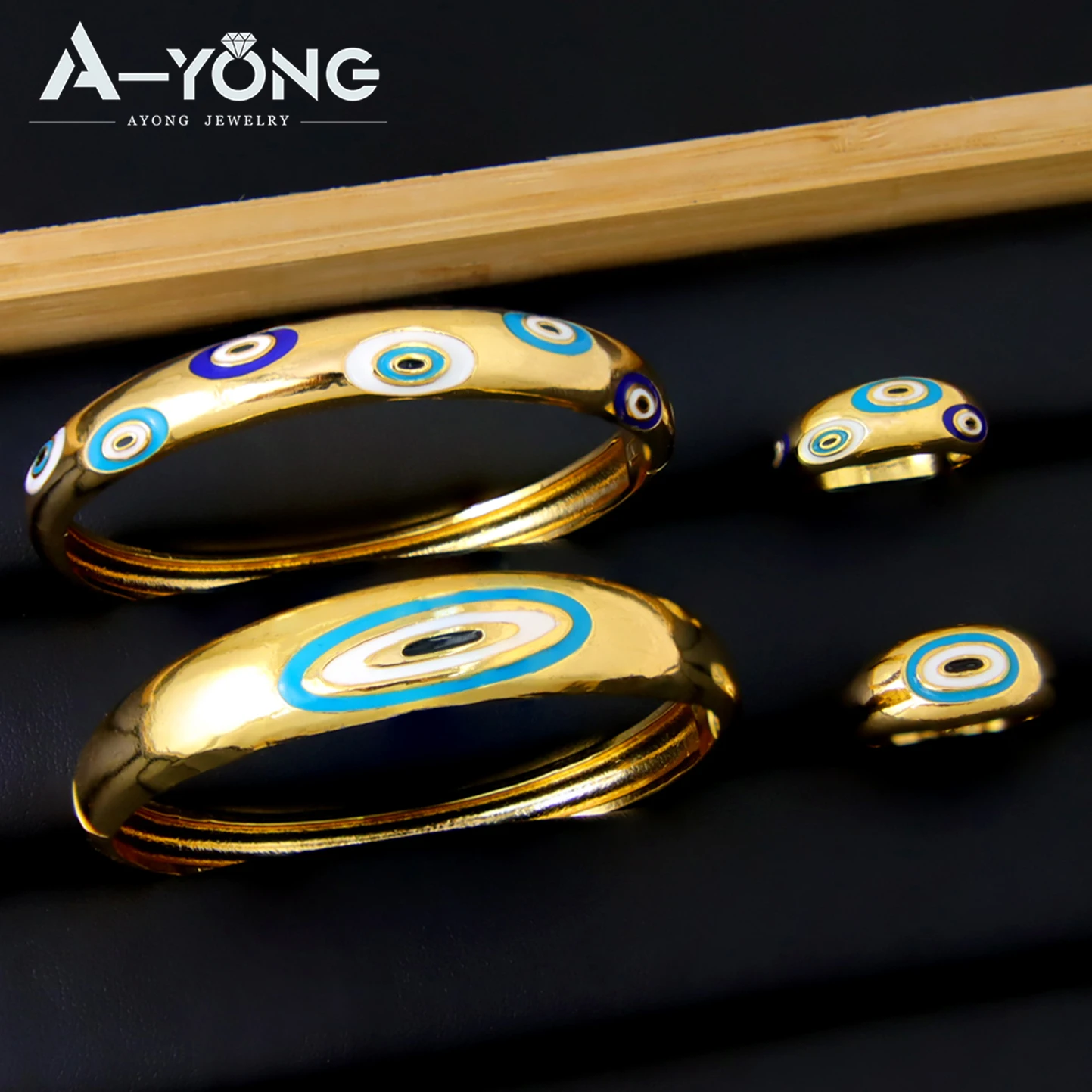 

Fashion Arabic Design Gold Cuff Bangles 21k Gold Plated Turkish Evil Eyes Punk Bracelet Dubai Women Event Party Jewelry
