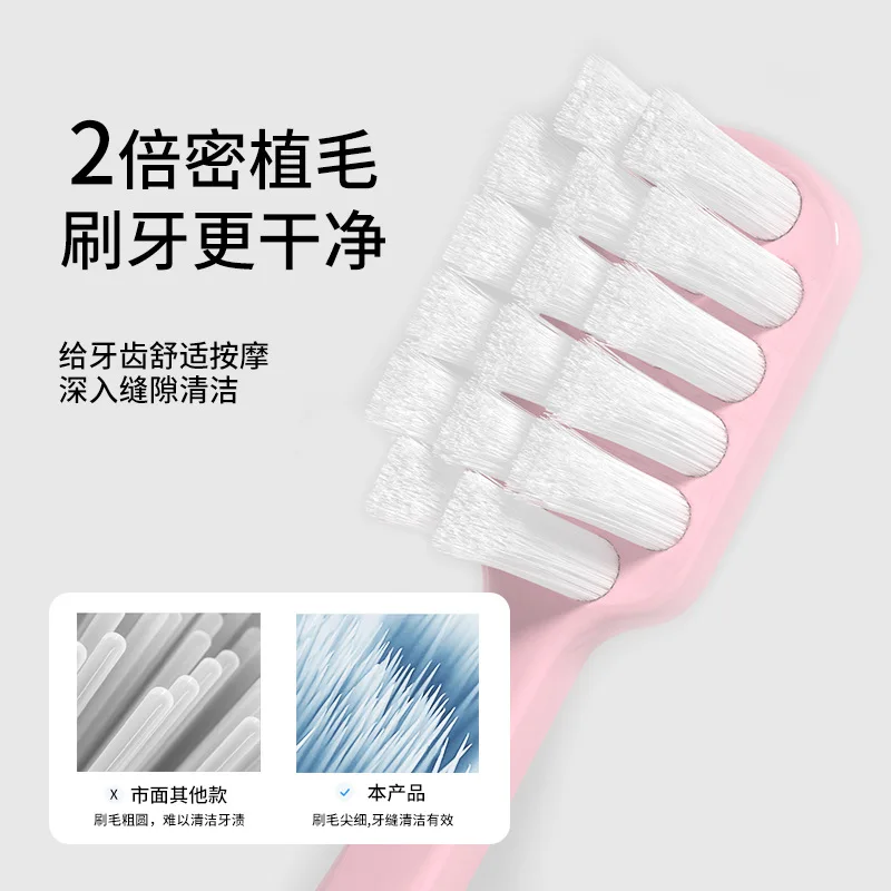 Soft-bristle toothbrush for adults, Japanese-style wide-head, ten-thousand-bristle cleaning toothbrush, set of four