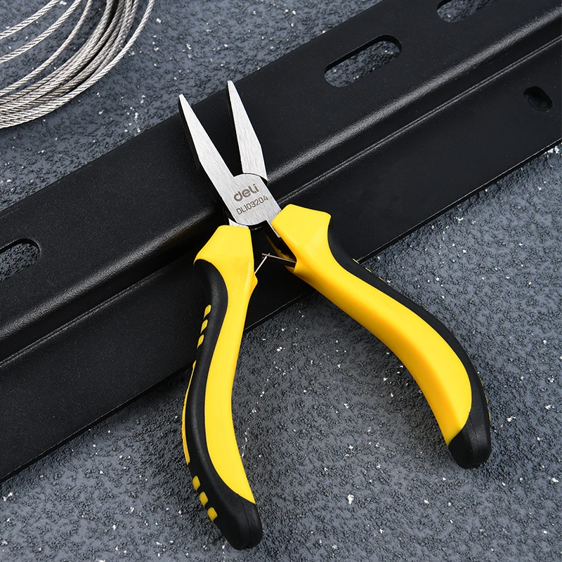 Deli 5 Inch Combination Pliers End Cutting Bent Nose Bent Nose High Carbon Steel Mini Universal Plier Hand Tools 1pcs