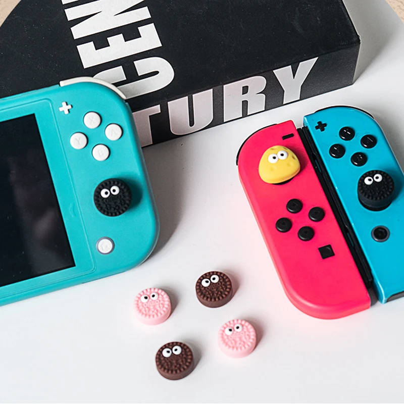 Cute Cookie Cheese Silicone Soft Thumb Stick Grip Cap Cover For Nintendo Switch Oled/Lite NS Joy-con Thumbstick Case Protector