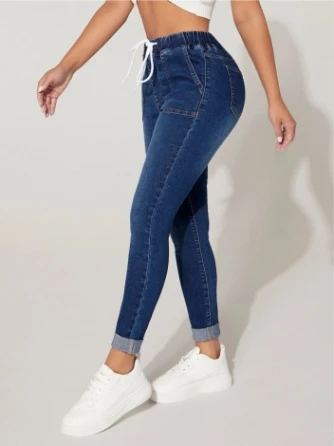 Jean Denim Multifonctionnel pour Femme, Taille artificiel astique, Jambe Haute artificiel asticité, Wstring de Proximité, Dernière Mode, Automne et Hiver 2025