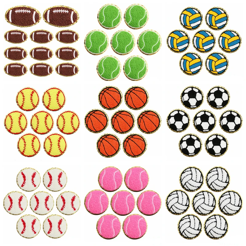 10 pcs/lot Wholesale Towel Embroidery Balls Applique Iron On Patches For Clothing Thermoadhesive Patches On Clothes Sewing Badge