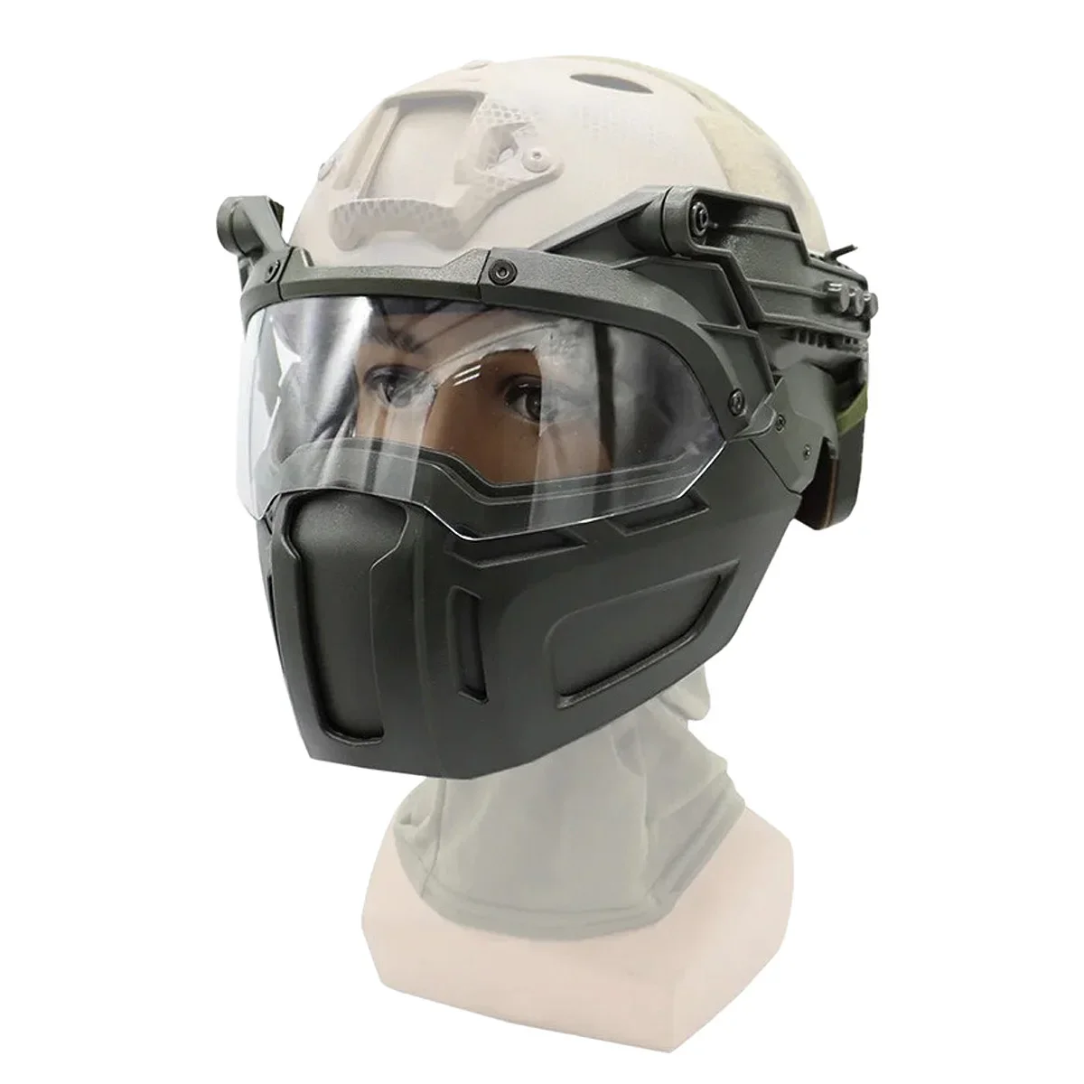 Adjustable Tactical FAST Helmet Flip Goggles With Half Face Mask Airsoft Paintball CS Game Protection Goggles Windproof Anti Fog