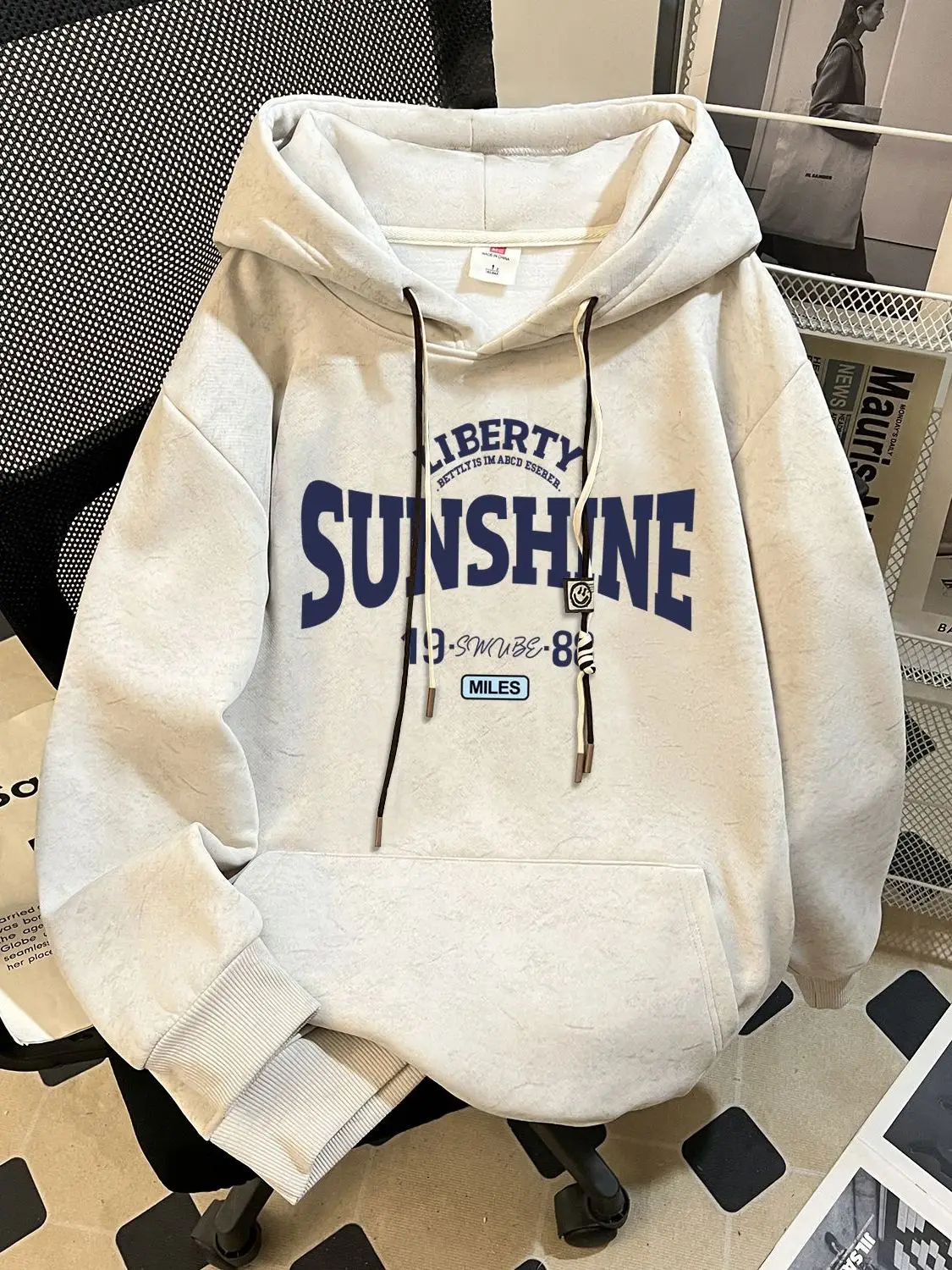 Plus size moletom com capuz Thiened Fce Letter Print ex Sweatshirt quente casual top para casais uso diário temporada de inverno