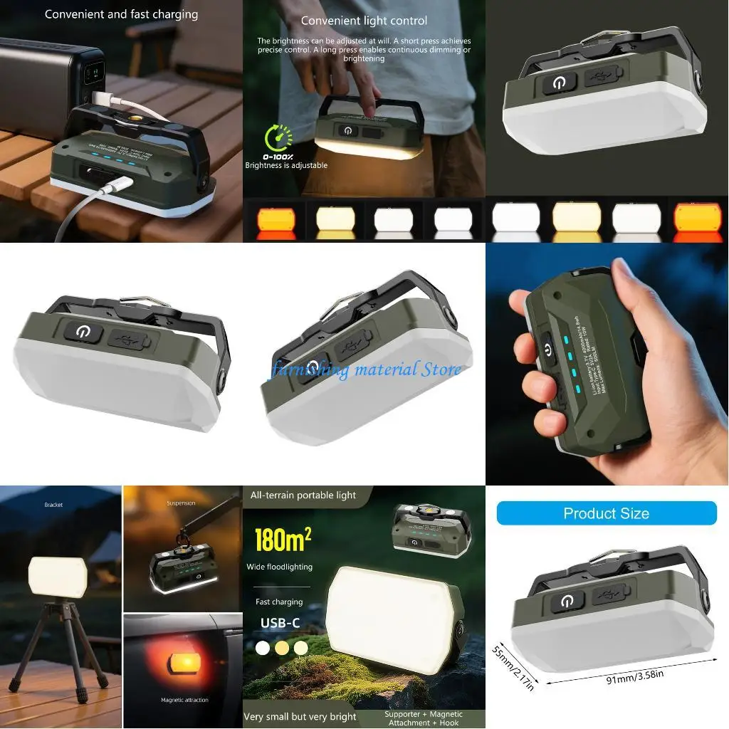 

Y5GD Rechargeable Work Light 3 Light Colors Mounting Outdoor Hanging Lamp