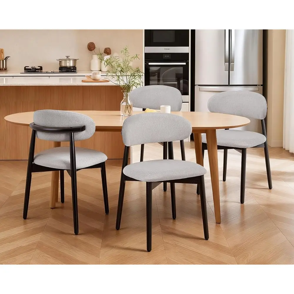 

Комплект из 4 обеденных стульев в стиле Mid-Century Modern с обивкой из серой ткани, с подставками для ног, для кухни или ресторана