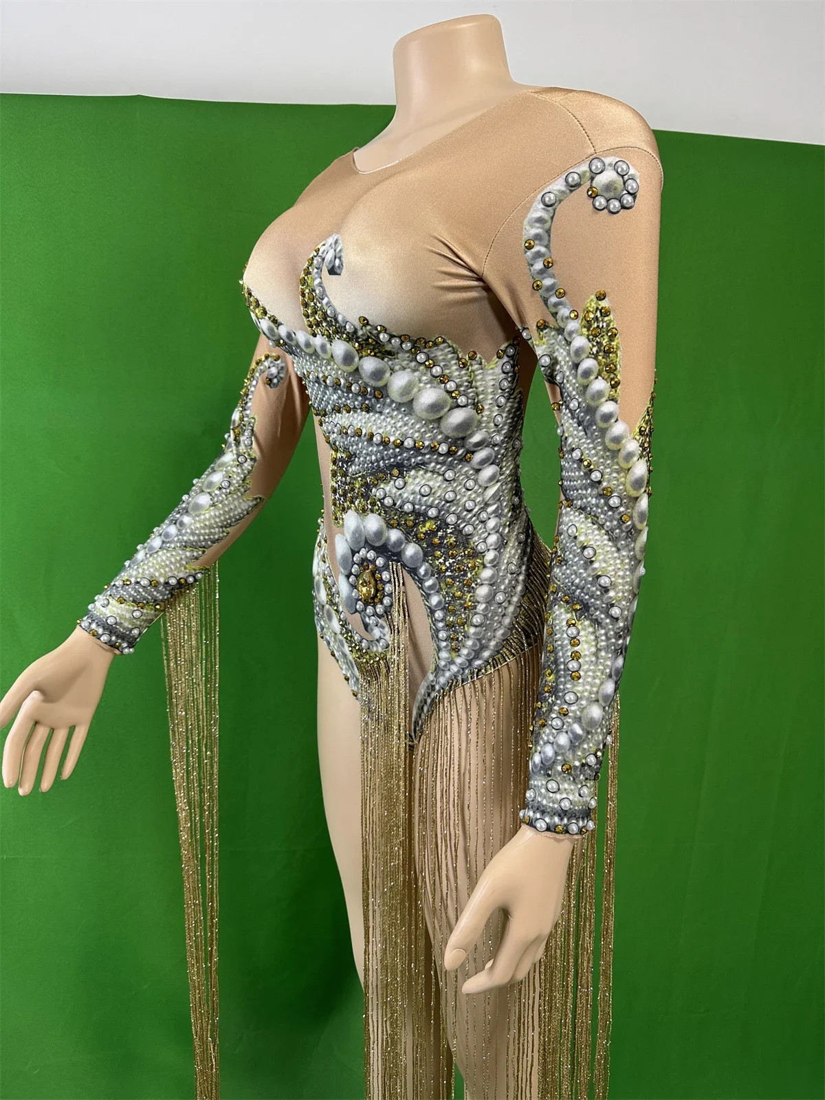 ملابس داخلية نسائية شرابة مطرزة راقصة المغني DJ DS Gogo تمتد سحب الملكة أداء الجاز كم طويل ثياب 2026 جديد #1