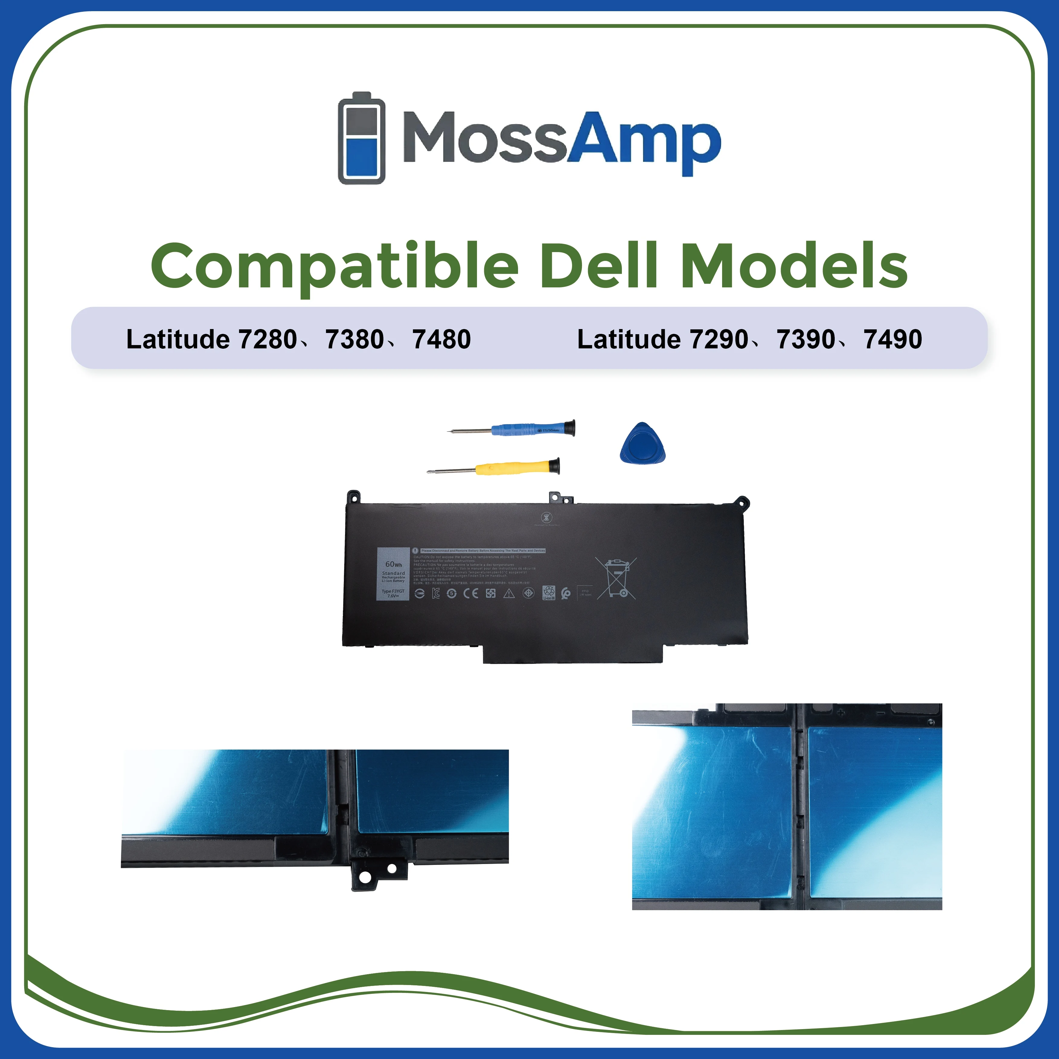 MossAmp F3YGT for DELL Latitude 7000 7280 7380 7290 7390 7480 7490 E7280 E7380 E7480 E7290 E7390 E7490 P73G