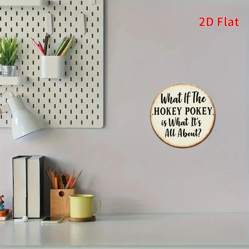 2D Flat - [2D Flat] Single Pack, 2D Flat Printing, HOKEY POKEY Pattern Iron Sign, Size 7.87X7.87 Inches/20X20 Cm, Durable, Easy