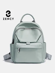 Zency Soft Genuine Leather Backpack For Women Simple Casual Rucksack Fashion Ladies Shoulder Bag Knapsack Anti-theft Flap Design