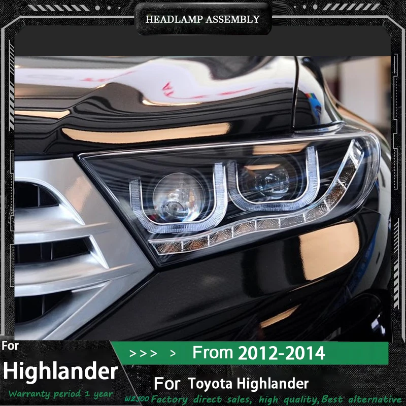

Автоматическая фара в сборе для Toyota Highlander Kluger 2012-2014, светодиодные передние лампы автомобиля, обновление, аксессуары для линз проектора с двумя линзами