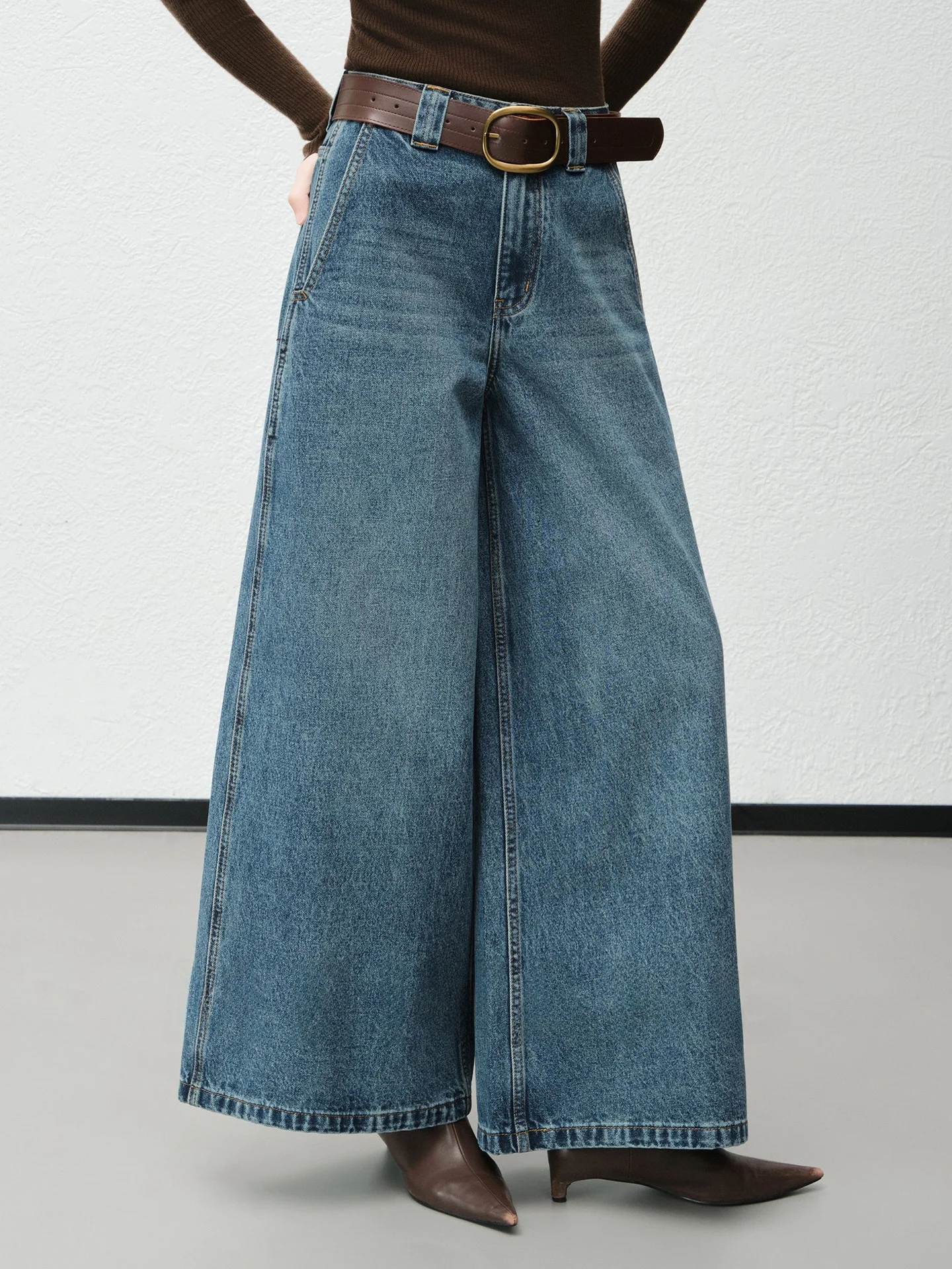 

Свободные джинсы А-силуэта с широкими штанинами, высокой талией, на молнии, повседневные, однотонные, на все сезоны, женские, свободного кроя