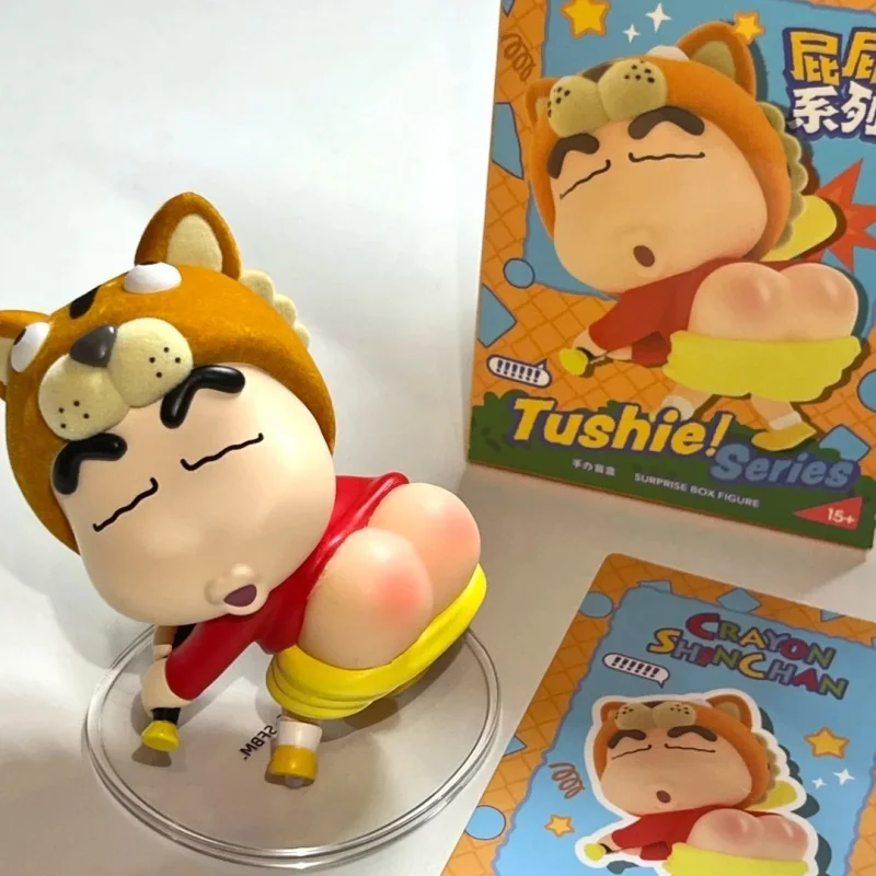 Genuíno miniso crayon shin-chan bonito animal bunda série caixa cega engraçado colecionável figura de ação decorações novidade presente modelo