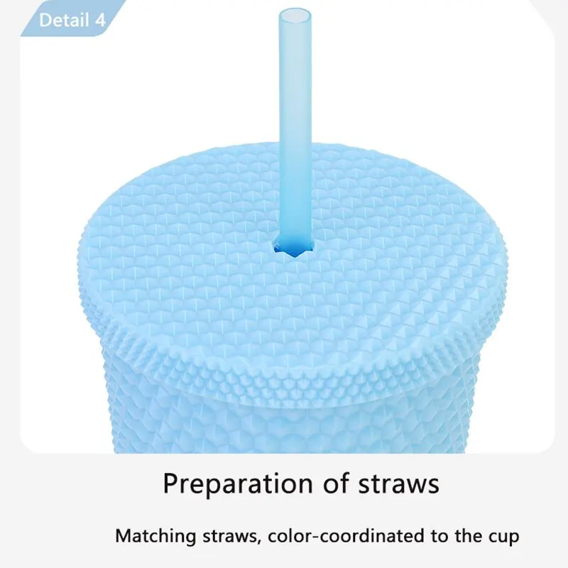 Gradient Plastic Cup Creative Double Straw Plastic Cup Portable Large Capacity Durian Cup Cool Portability Kitchen Product