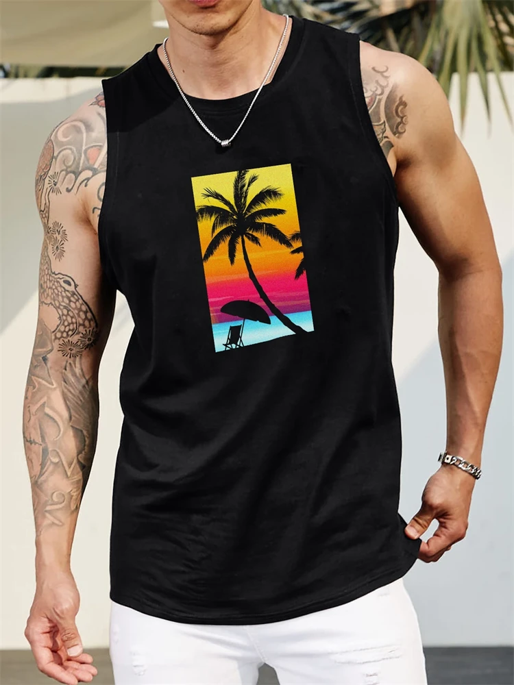 

Hawaii Style Men's Tank Tops Coconut Tree Pattern Sleeveless Vest Summer Outdoor Leisure Travel Daily Fashion Breathable Clothes