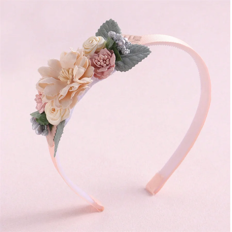 Girls Simulated Flower Hairbands For Baby Girls Solid Silk Head Band Bridal Hairband Floral Hair Hoop Festival Party Headwear